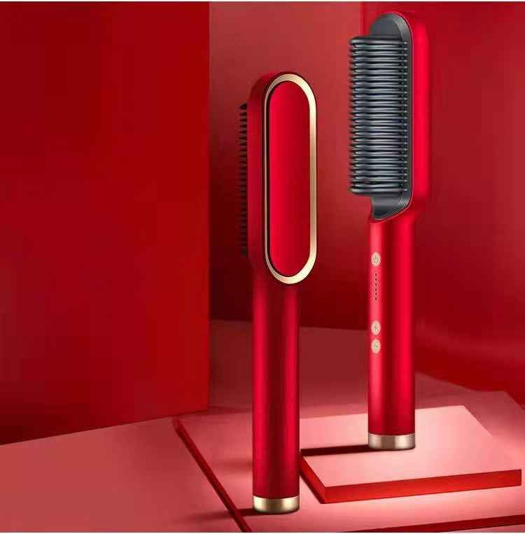 2-in-1 Hair Straightener and Curler Hot Comb Negative Ion Curling Tong Dual-purpose Electric Hair Brush