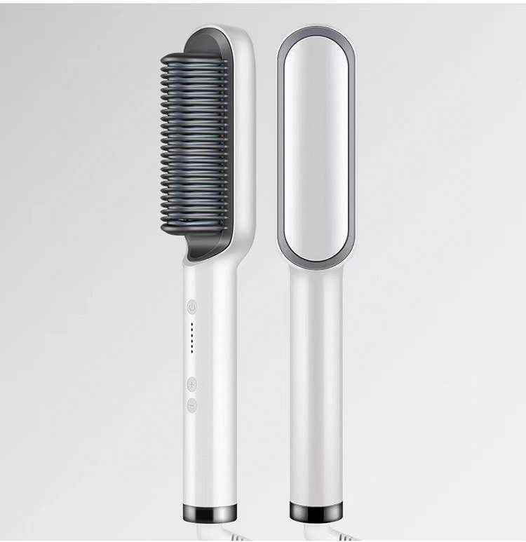 2-in-1 Hair Straightener and Curler Hot Comb Negative Ion Curling Tong Dual-purpose Electric Hair Brush