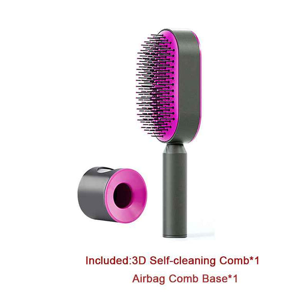 Self-Cleaning Hair Brush For Women One-key Cleaning Hair Loss Airbag Massage Scalp Comb Anti-Static Hairbrush