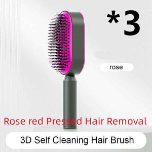 Self-Cleaning Hair Brush For Women One-key Cleaning Hair Loss Airbag Massage Scalp Comb Anti-Static Hairbrush
