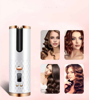 Rechargeable Cordless Hair Curler for Women – Automatic Rechargeable Hair Curling IronAutomatic Hair Curler Women Portable Hair Curling Iron LCD Display Ceramic Curly Rotating Curling Wave Styer