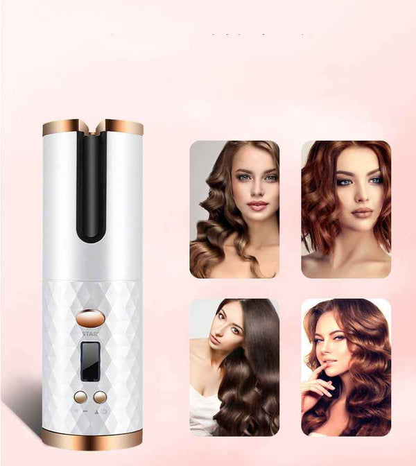Rechargeable Cordless Hair Curler for Women – Automatic Rechargeable Hair Curling IronAutomatic Hair Curler Women Portable Hair Curling Iron LCD Display Ceramic Curly Rotating Curling Wave Styer