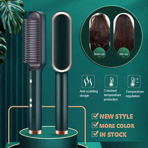 2-in-1 Hair Straightener and Curler Hot Comb Negative Ion Curling Tong Dual-purpose Electric Hair Brush