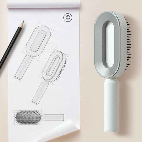 Self-Cleaning Hair Brush For Women One-key Cleaning Hair Loss Airbag Massage Scalp Comb Anti-Static Hairbrush