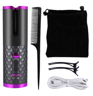 Rechargeable Cordless Hair Curler for Women – Automatic Rechargeable Hair Curling IronAutomatic Hair Curler Women Portable Hair Curling Iron LCD Display Ceramic Curly Rotating Curling Wave Styer