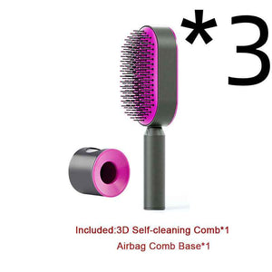 Self-Cleaning Hair Brush For Women One-key Cleaning Hair Loss Airbag Massage Scalp Comb Anti-Static Hairbrush