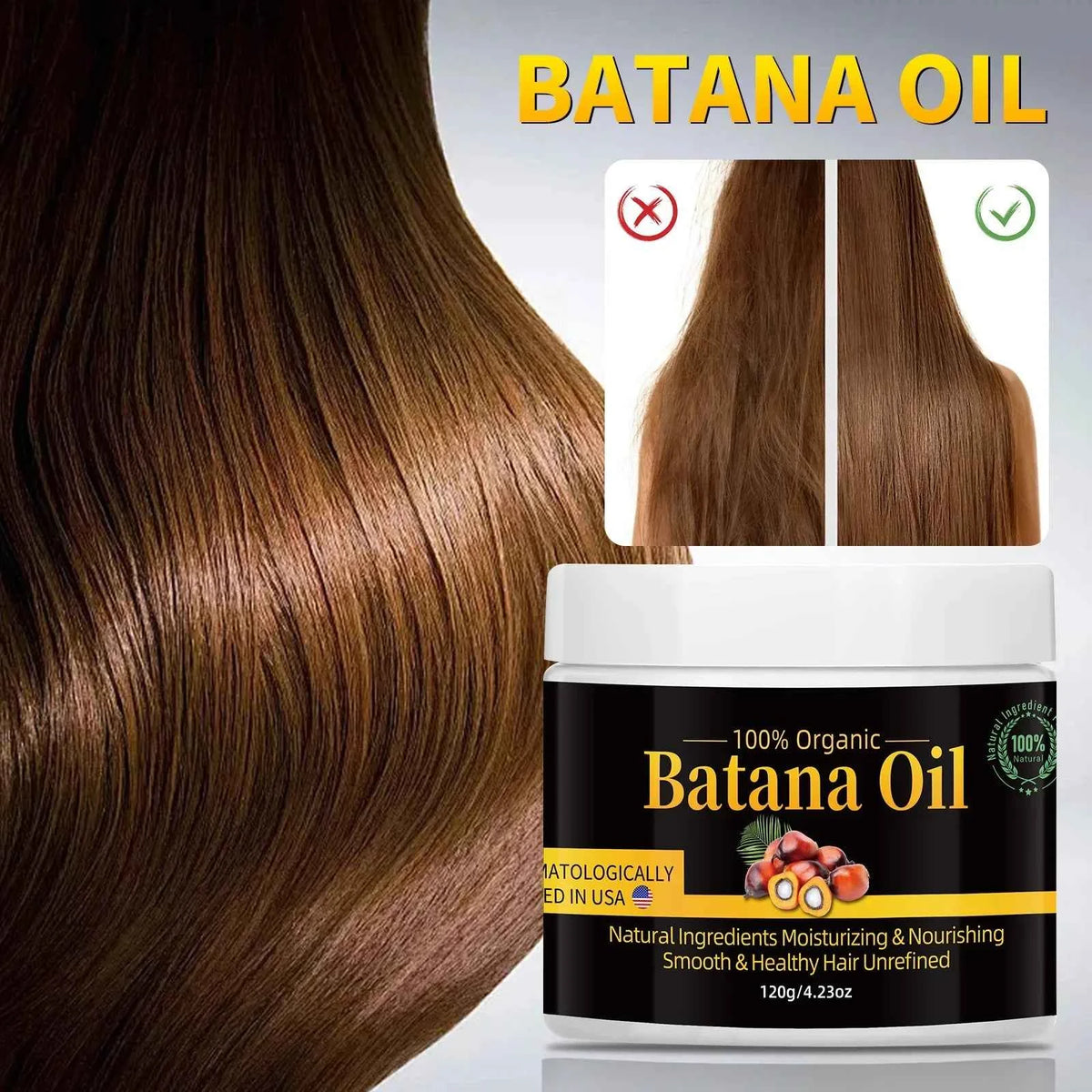 Batana Oil for Hair Growth & Repair 120g Moisturizes Scalp, Reduces Split Ends & Hair Loss Natural Plant Hair Care Essential Oil