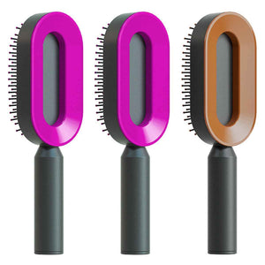 Self-Cleaning Hair Brush For Women One-key Cleaning Hair Loss Airbag Massage Scalp Comb Anti-Static Hairbrush