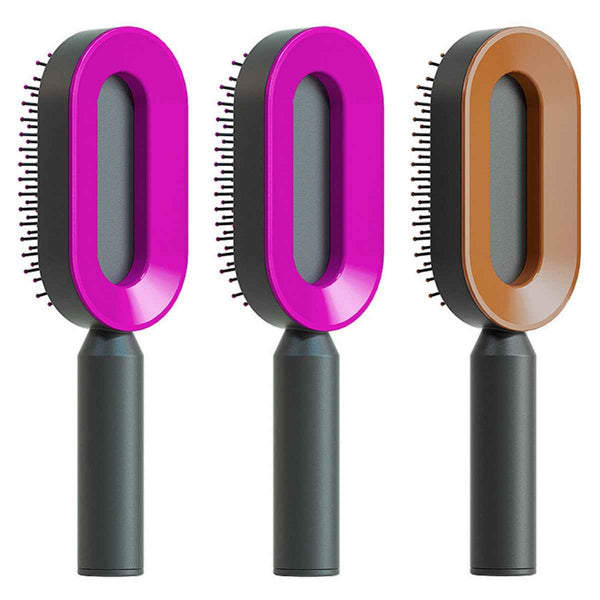 Self-Cleaning Hair Brush For Women One-key Cleaning Hair Loss Airbag Massage Scalp Comb Anti-Static Hairbrush