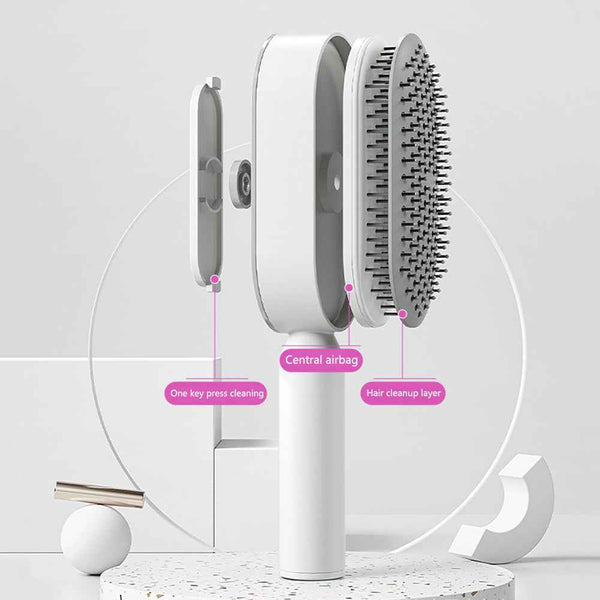 Self-Cleaning Hair Brush For Women One-key Cleaning Hair Loss Airbag Massage Scalp Comb Anti-Static Hairbrush