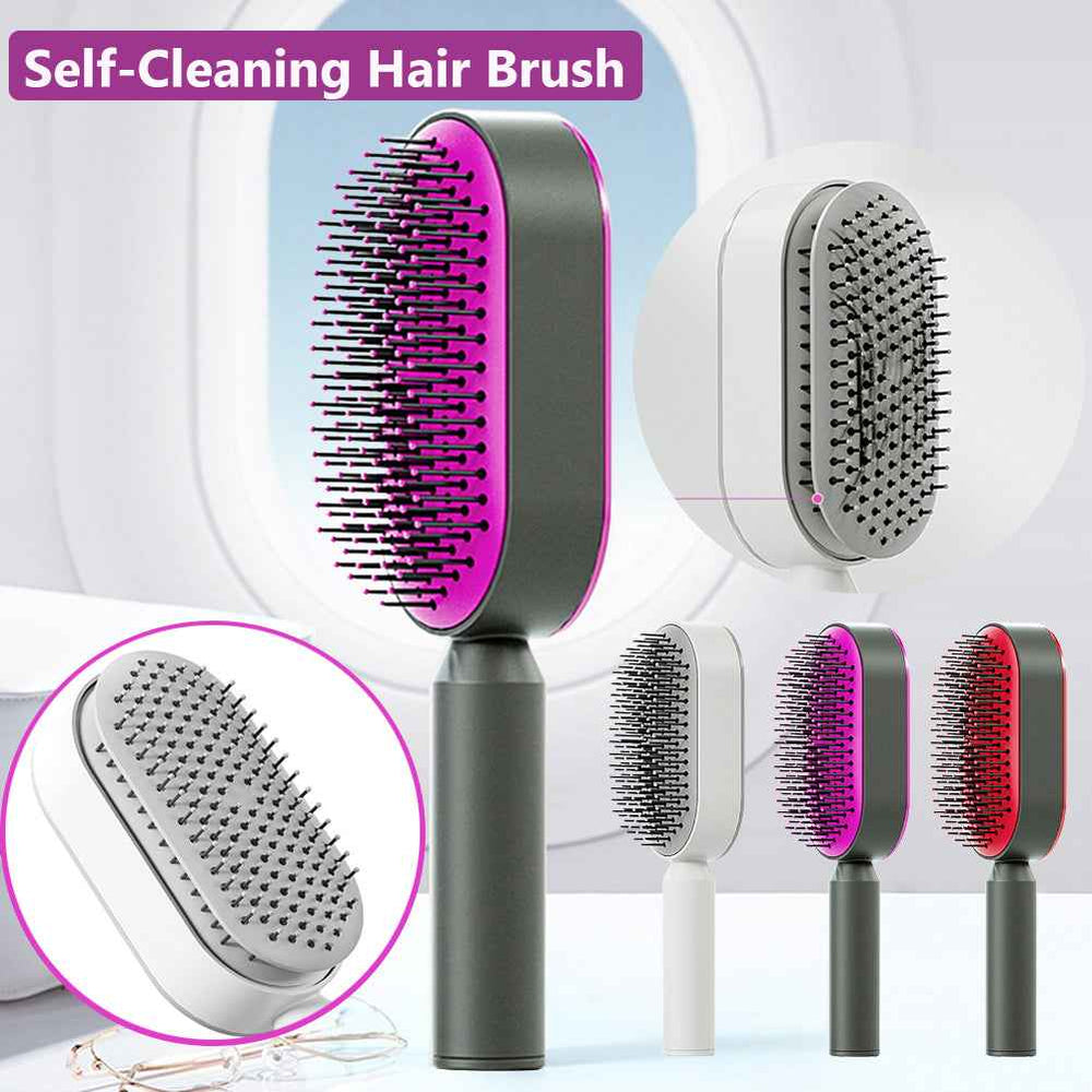 Self-Cleaning Hair Brush For Women One-key Cleaning Hair Loss Airbag Massage Scalp Comb Anti-Static Hairbrush